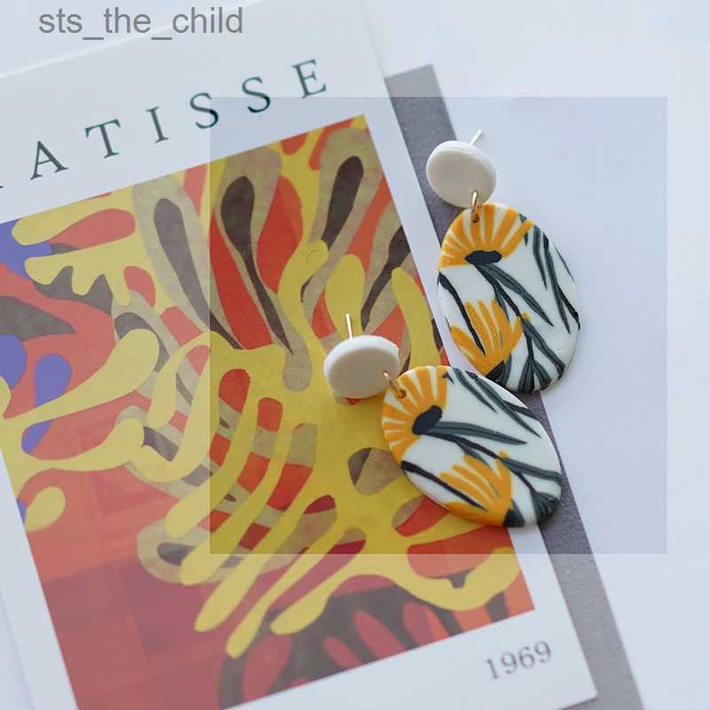 Dangle Chandelier Spring Chrysanthemum Pattern Fashion Multi Size Hot Holiday Beach Handmade Polymer Clay Pendant Earrings Set Womens PartyC24326