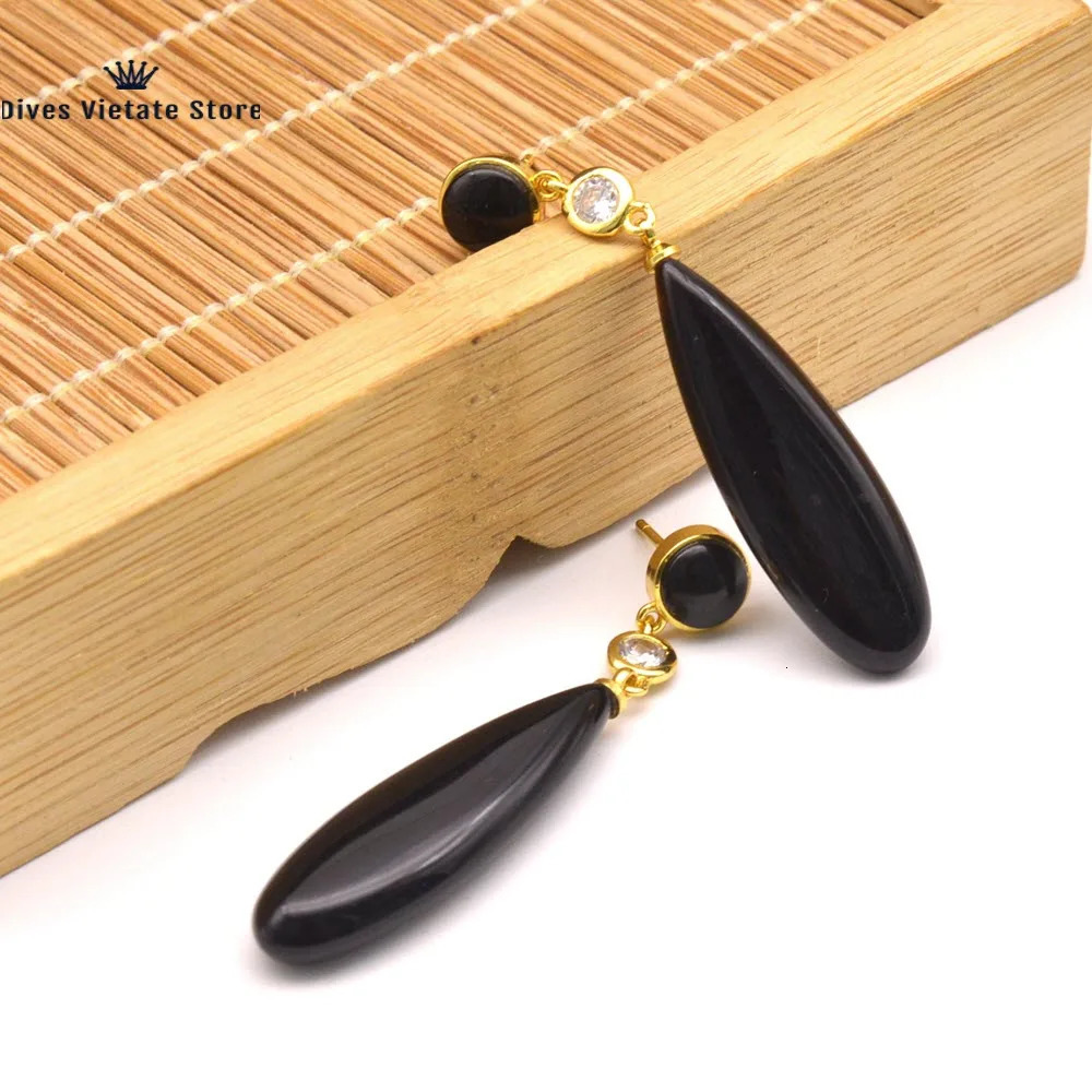 925 Sterling Silver Natural Agate Turquoise Stone Charm Womens Earrings Vintage Long Eardrop Jewelry Trendy For Women Gift 240311