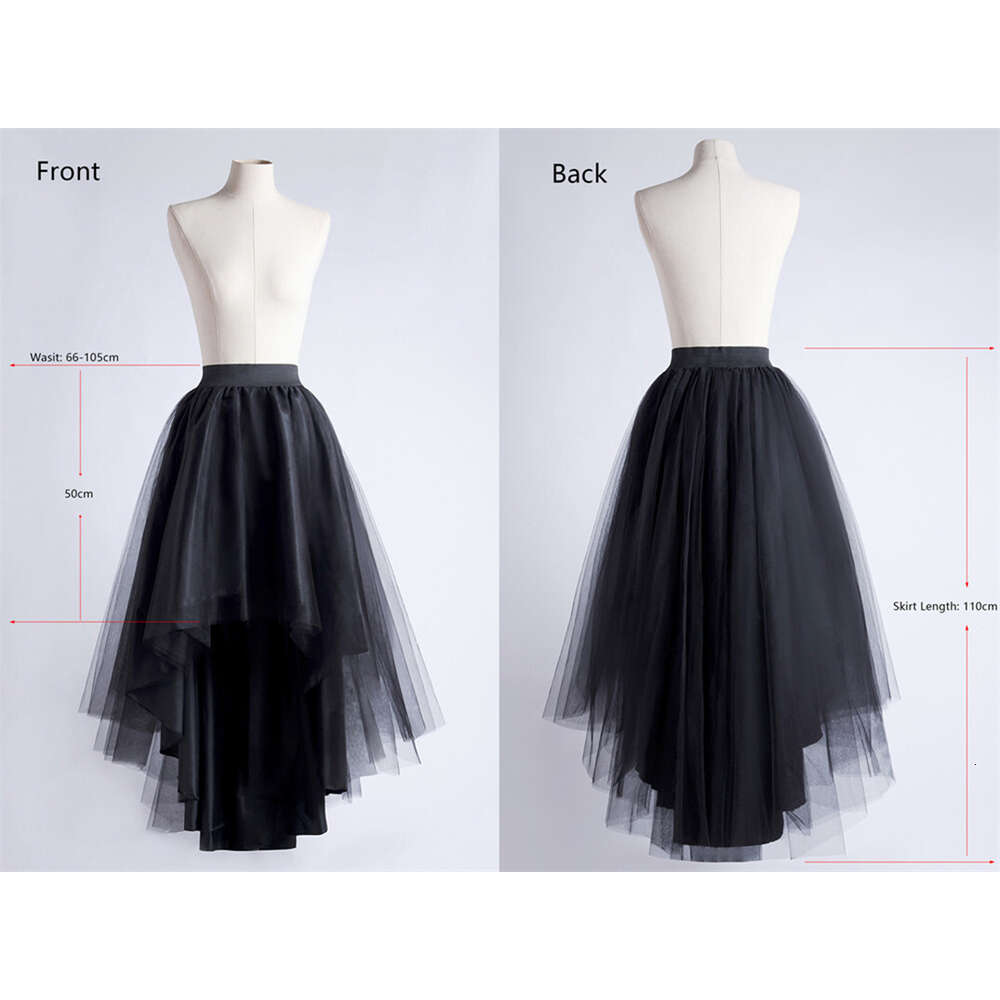 Punk Misshow Gothic Hi-lo Tutu Skirt Women Elastic Waist High Low Tulle Maxi Dress for Party Carnival Match Rivet Jacket