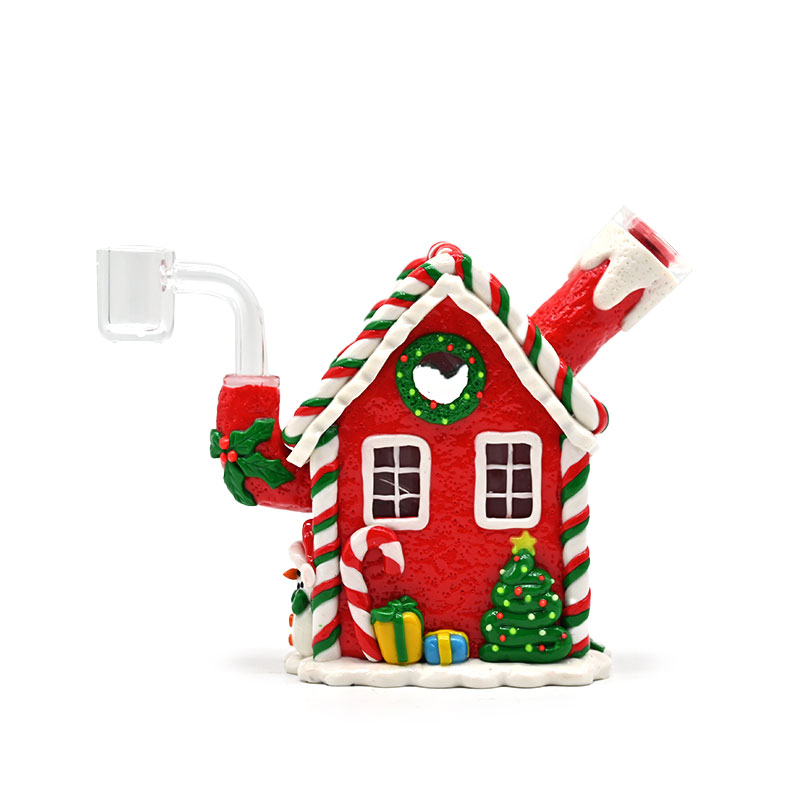 Glass Bong,Glass Water Pipe,Polymer Clay Christmas Theme Glass Smoking Item With Cartoon House,Glow In Dark,Christmas Tree/Snowman,Glass Hookah,Smokin