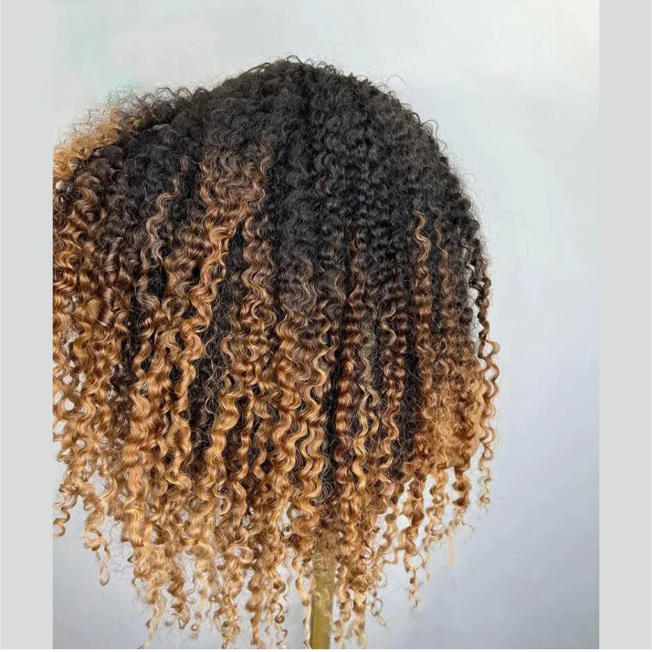 Soft 26Inches Long Ombre Blonde Brown Curly 180Density Lace Front Wig For Black Women Babyhair Heat Resistant Preplucked Glueless