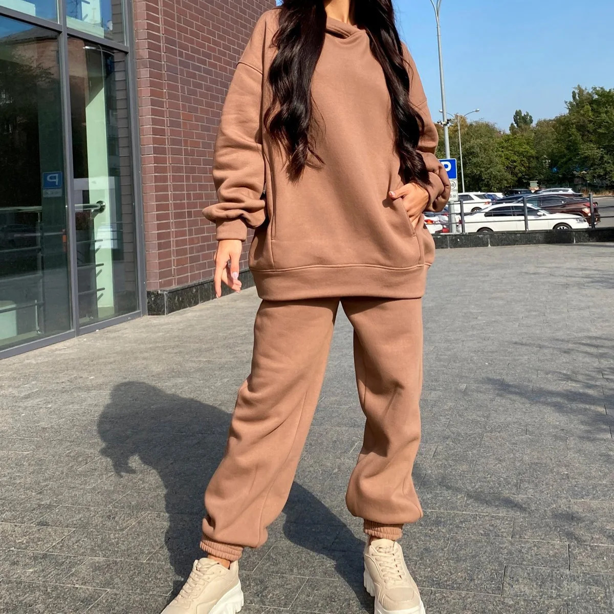 Winter Two Piece Sets Women Tracksuit Casual Suit Autumn Trouser Suits Female Sweatshirt Solid Sports Hoodie Sportswear 240325