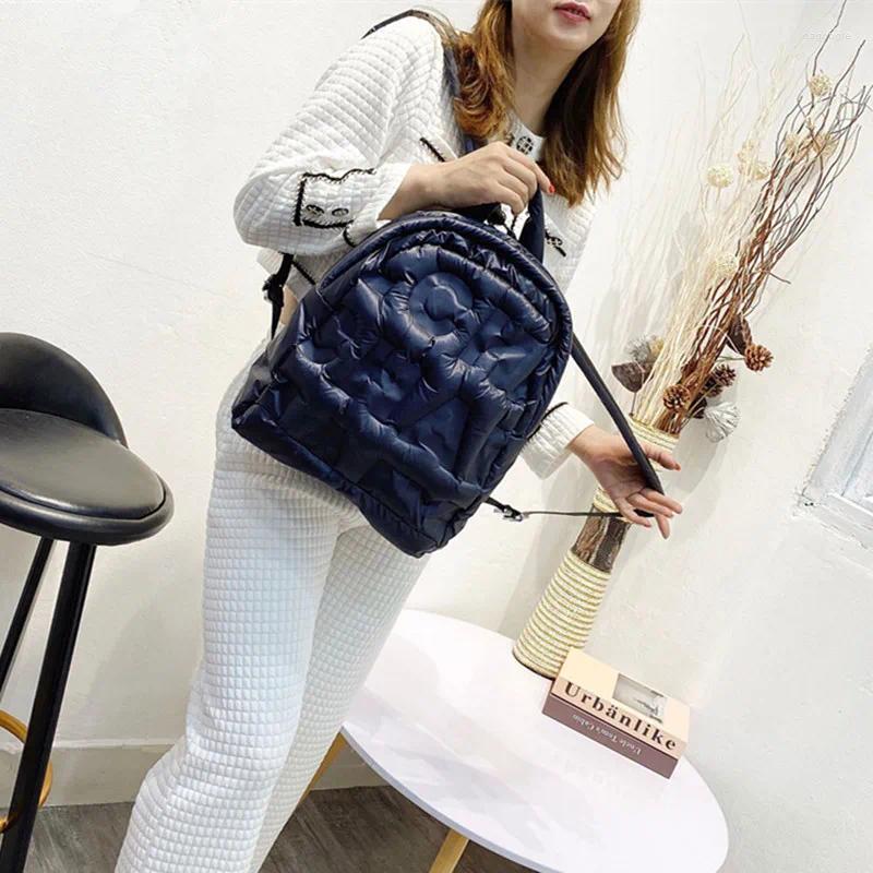 Backpack 2024 Women Backpac Down Letter Printing Autumn Winter Fashion Large-capacity Space Cotton Solid Color School Bag