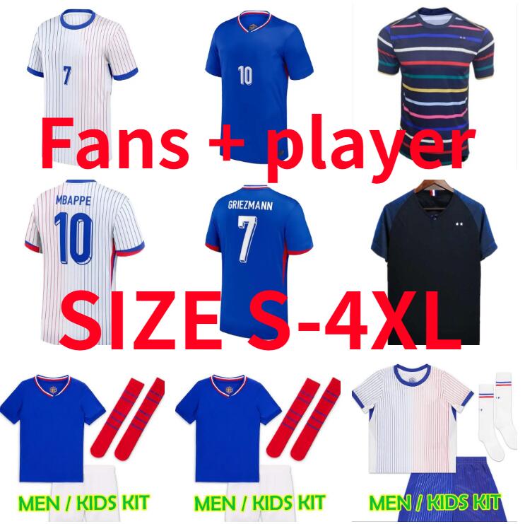 Maillots de football 2024 2025 French Soccer Jerseys Player version 24 25 DEMBELE BENZEMA Football shirts MBAPPE GRIEZMANN POGBA kante maillot foot shirt MEN kids