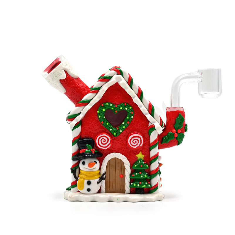 Glass Bong,Glass Water Pipe,Polymer Clay Christmas Theme Glass Smoking Item With Cartoon House,Glow In Dark,Christmas Tree/Snowman,Glass Hookah,Smokin