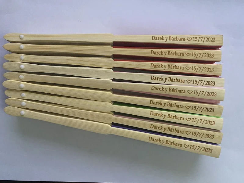 25pcs Personalized Engraved Silk Hand Fan Wedding Fold Fan Vintage Fans Customized Wedding Favor 240323