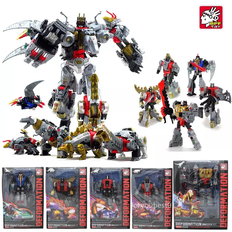 5IN1 BPF ABS Model Transformation G1 Robot Toy Dinoking Volcanicus Grimlock Slag Sludge Snarl Swoop Slash Dinobots Action Figure C251027