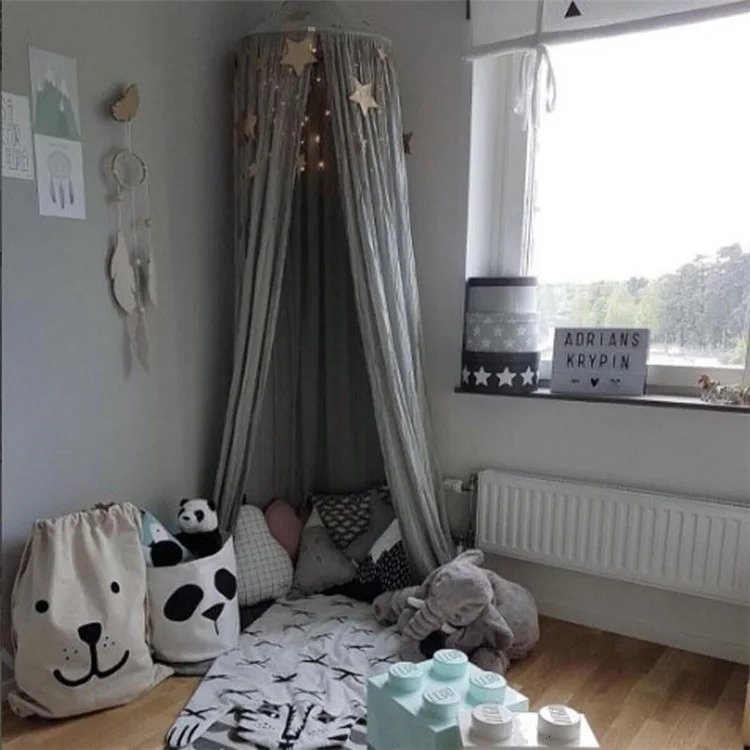 Mosquito Net Tent Kid Play Tents Bed Canopy Curtain Girls Princess Cotton Mosquito Net for Crib Hanging Dome Bed Baby Room Decor 240311