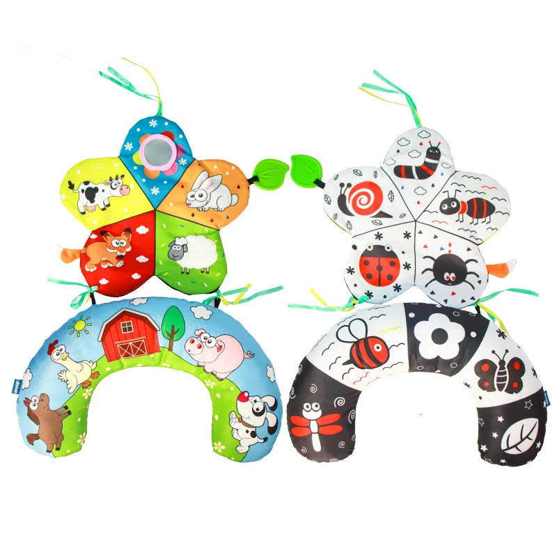 Baby Pillow Tummy Time Toy Black And White Lying High Contrast DoubleSided Sensory born Headup Training 240313