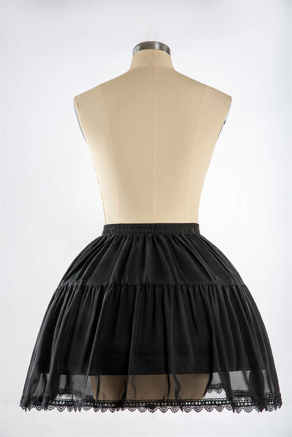 Black Dress Little Lolita Lace Hem Short Tutu Skirts 2 Hoops Ballet Underskirts Petticoat for Comic Exhibition Cosplay Costume