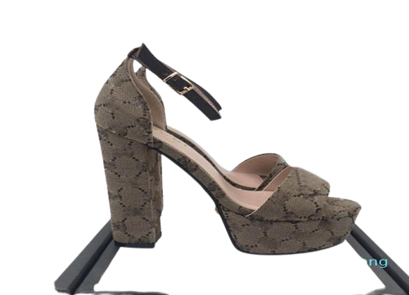 famous brand womens high heeled sandals top designer fashion printing 13cm women shoe outdoor lawn antiskid wear resistant la