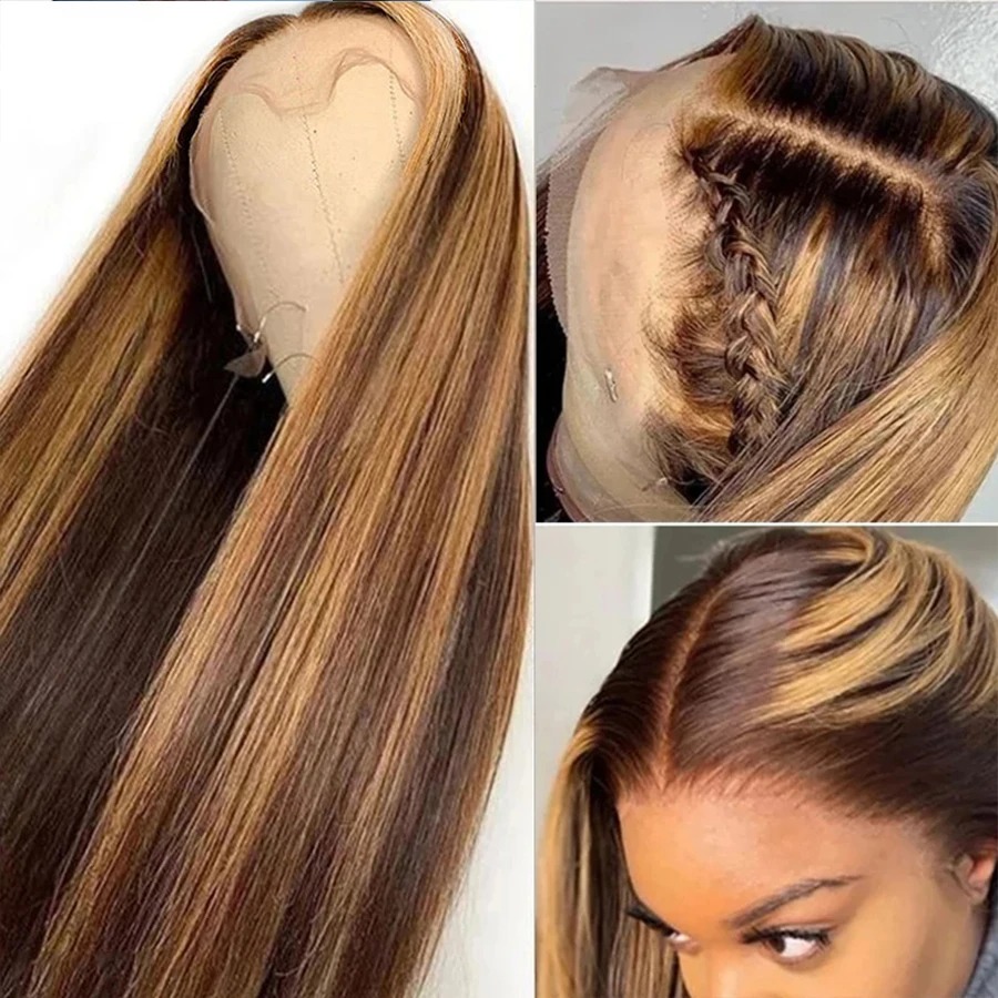 13X4 Highlight Straight 13X6 HD Frontal For Women Human Hair Wig Honey Blonde Lace Front Wigs