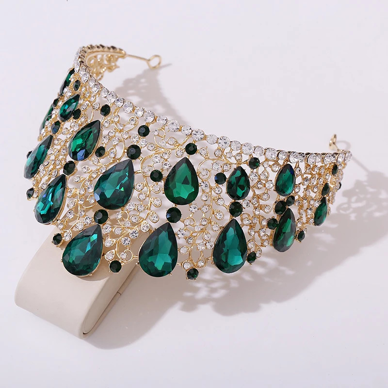 Baroque Water drop Bridal Tiaras and Crowns Big Size Headwear Pageant Party Prom Wedding Crown Hair Jewelry Accessories 240315