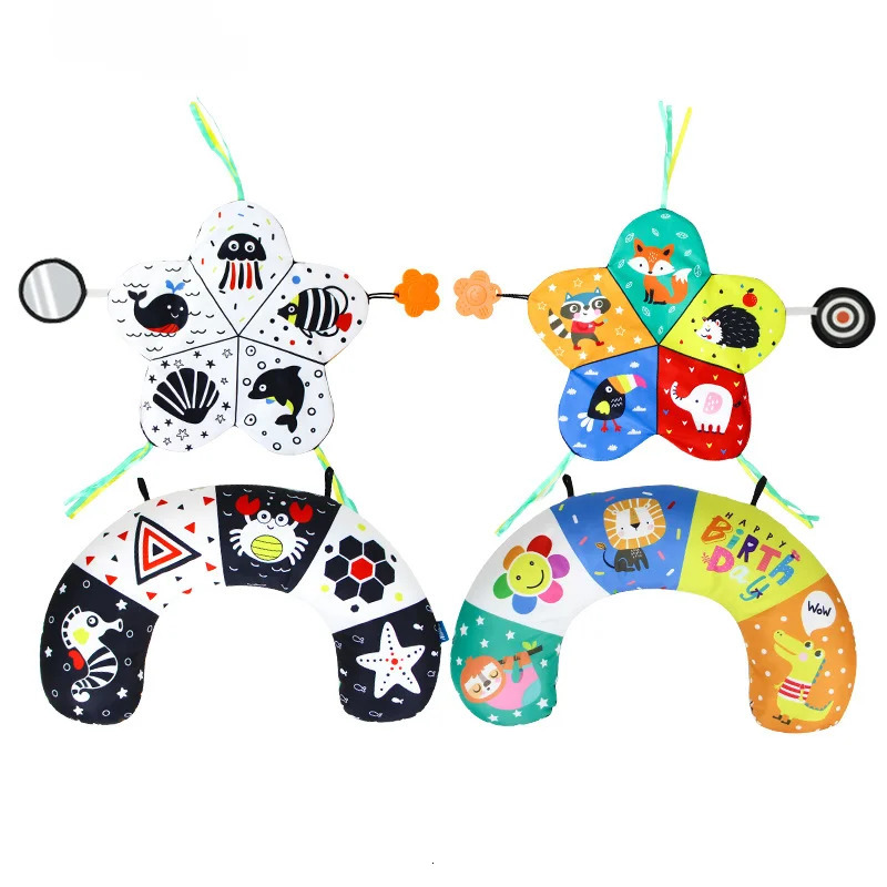 Baby Pillow Tummy Time Toy Black And White Lying High Contrast DoubleSided Sensory born Headup Training 240313