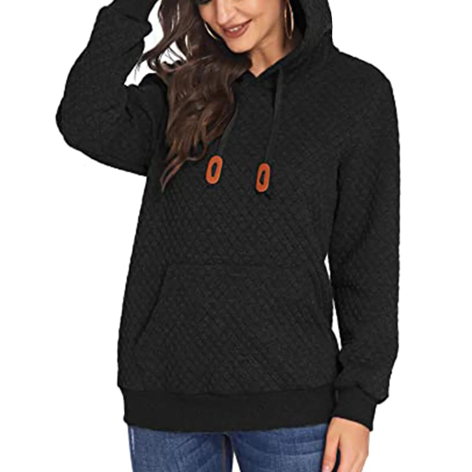 Sleeve Warm Fashion Pocket Sweatshirt Women Blouse Long Pullover Hoodies Hooded Womens Sweater 240318