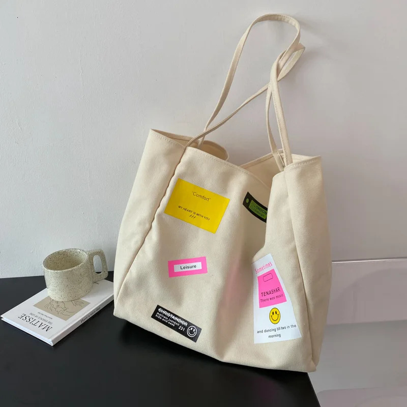 2023 Candy Color Large Canvas Totes For Women Cotton Bag Big Reusable Shopping Bag Pink Supermarket Eco Grocery Shoulder Bag 240320