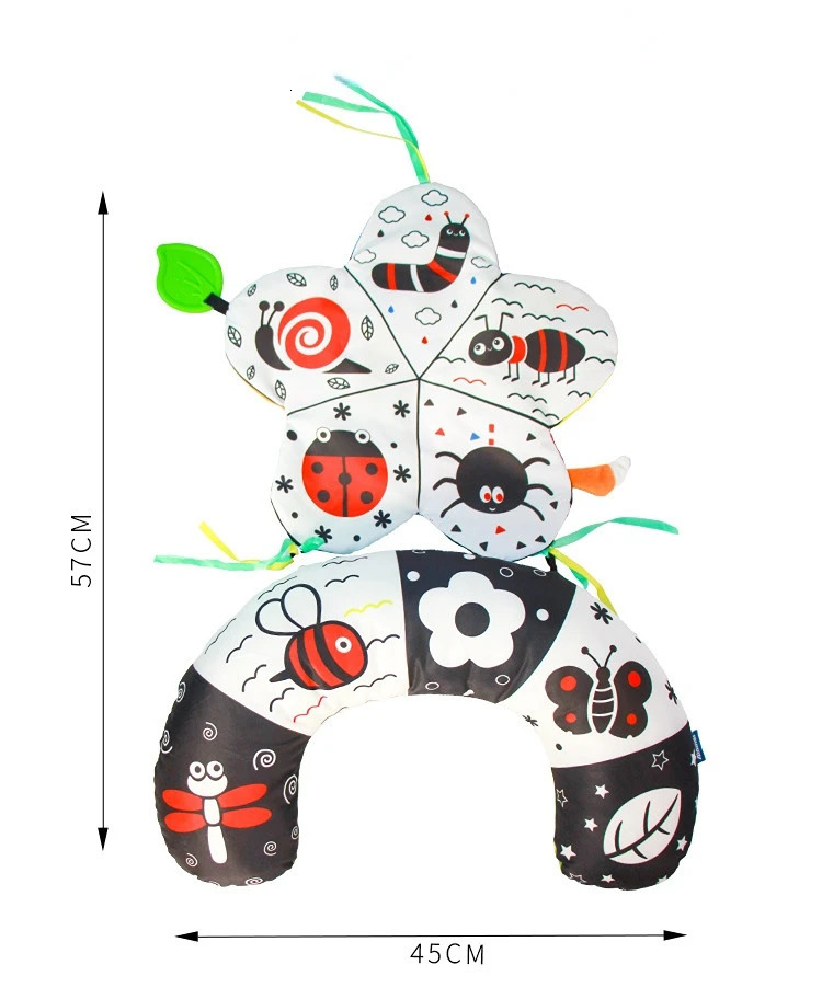 Baby Pillow Tummy Time Toy Black And White Lying High Contrast DoubleSided Sensory born Headup Training 240313