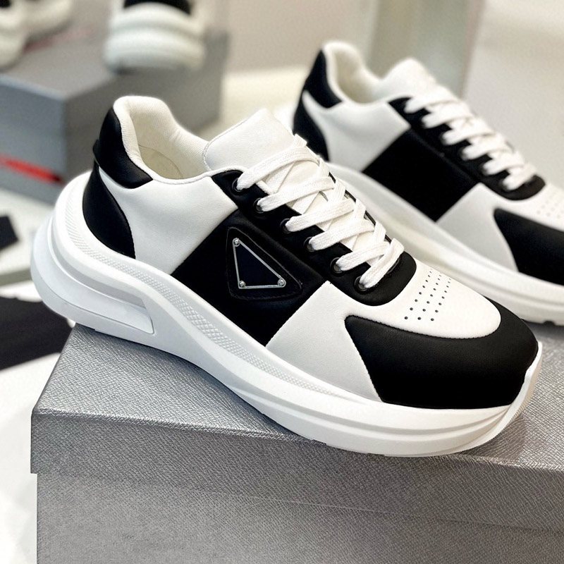 Designer shoes Black White Light blue Black white Red gray calfskin rubber thick soled men and women outdoor sports running shoes size34-42 43