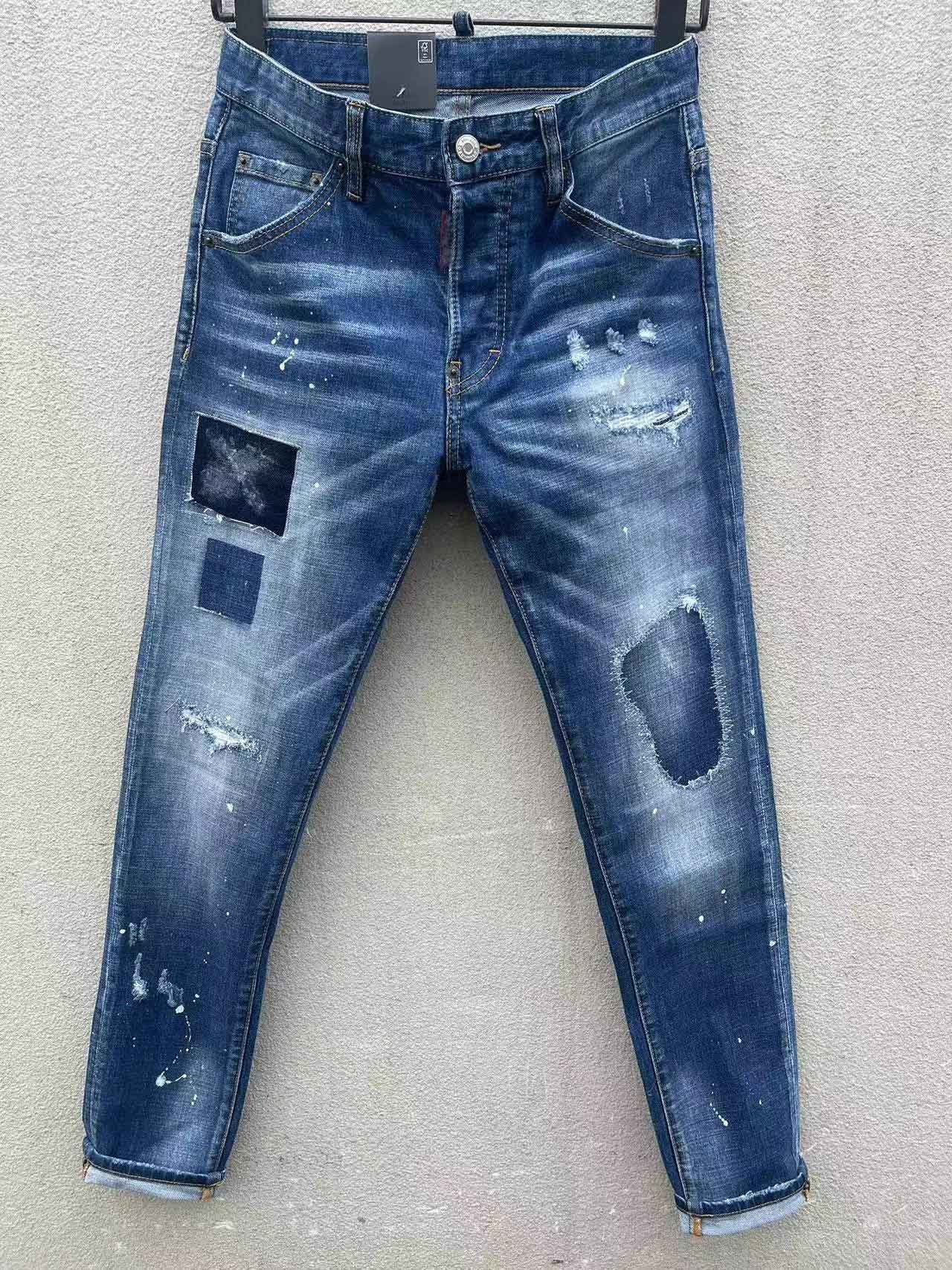 Classic printed embroidery designer mens jeans motorcycle hole luxury denim men's fashion street wear men designer pants