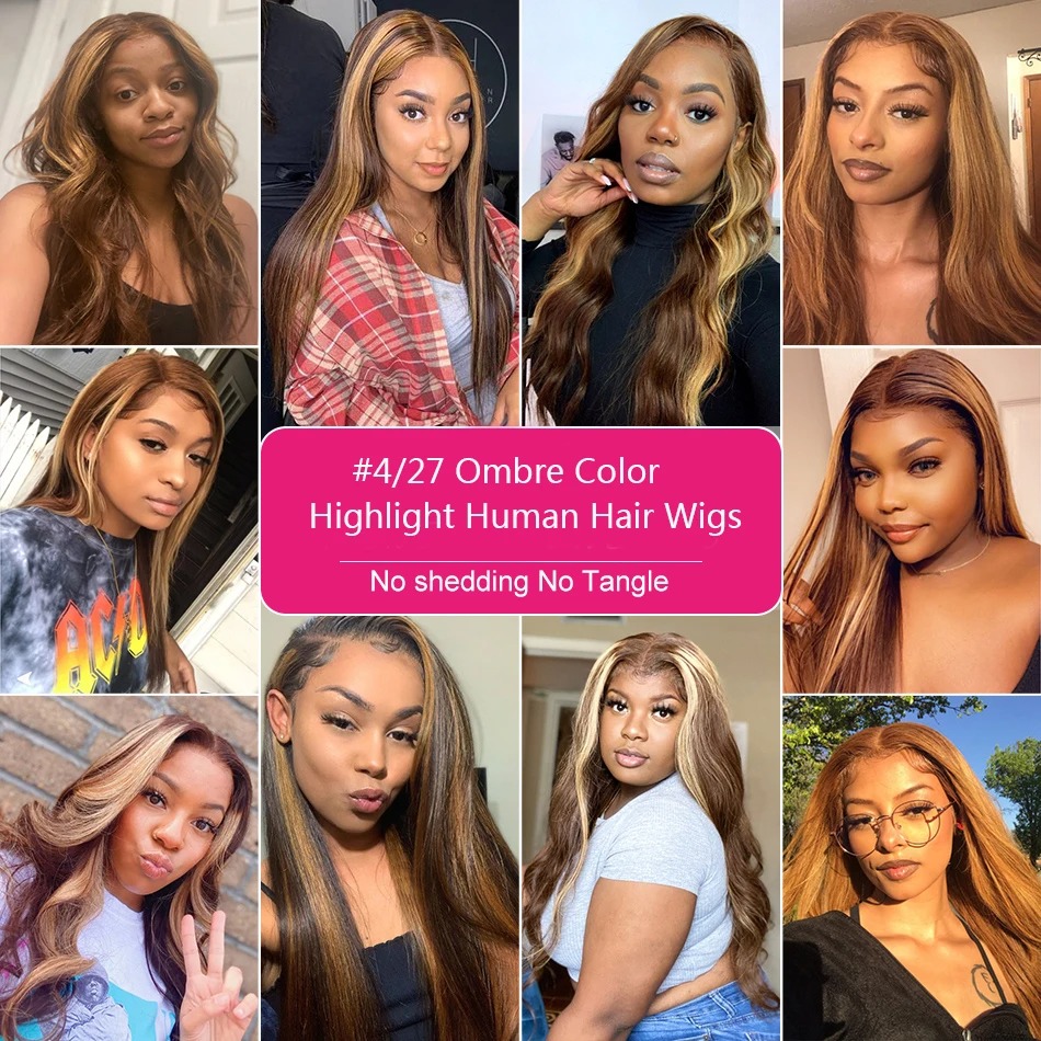 13X4 Highlight Straight 13X6 HD Frontal For Women Human Hair Wig Honey Blonde Lace Front Wigs