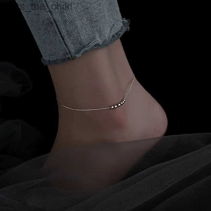 Anklets New Fashion 925 Pure Silver Bead Ankle Bracelet Womens Ankle BraceletC24326