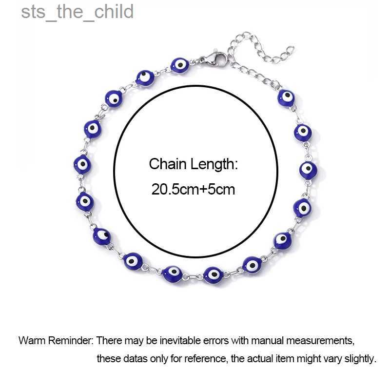 Anklets Stainless Steel Evil Eye Bracelet Womens Enamel Round Leg Chain Blue Evil Eye Ankle Bracelet Summer Beach Foot Jewelry GiftC24326