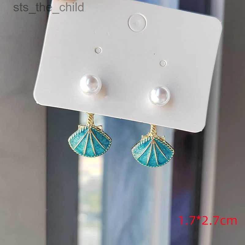 Dangle Chandelier Summer Style Shell Pearl Pendant Earrings Bohemian Gold Blue Shell Beach Jewelry Suitable for Womens Warm Souvenir GiftsC24326