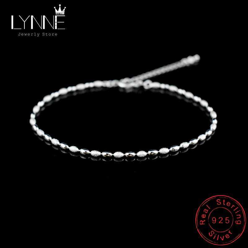 Anklets New Fashion Womens Small Bead Chain Necklace 925 Sterling Silver Olive Bead Necklace Bracelet Womens Foot Jewelry GiftC24326