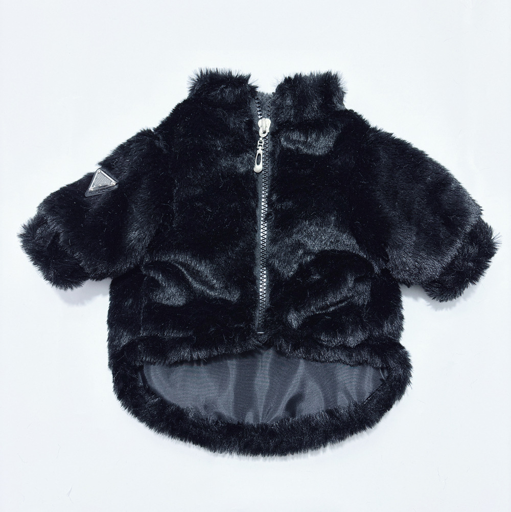 Designer pet black white pink fur classic and cat clothing winter fashion warm dog coat Teddy Fadou thick jacket 7bb