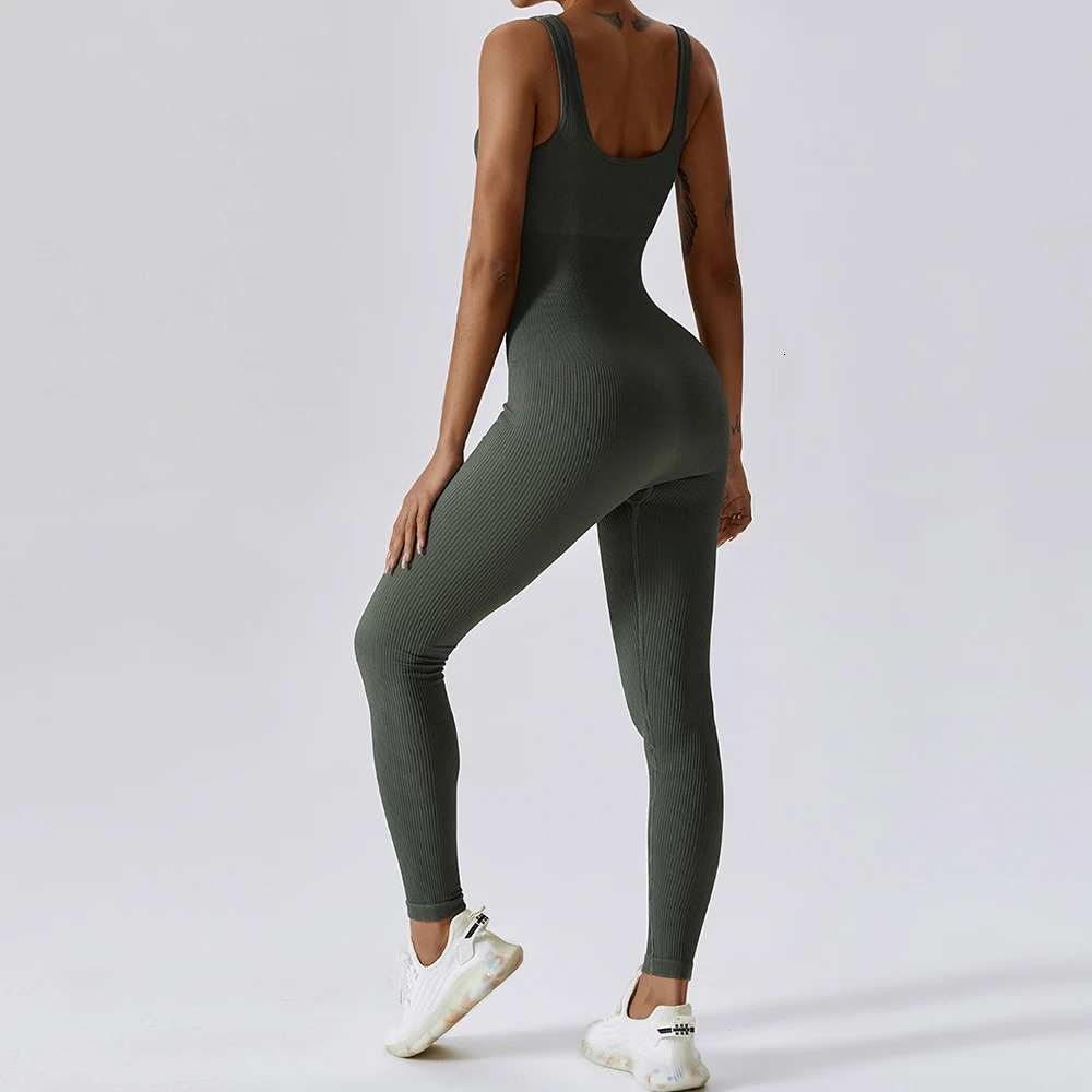 Spring Seamless Yoga Suit Dance Belly Tightening Fitness Workout Set Stretch Bodysuit Gym Clothes Push Up Sportswear 240306