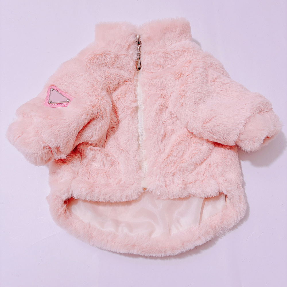 Designer pet black white pink fur classic and cat clothing winter fashion warm dog coat Teddy Fadou thick jacket 7bb