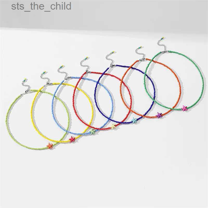 Chokers Bohemian Handmade Bead Chain Necklace Starfish Pendant Necklace Womens Fashion Summer Jewelry Beach Rope Gothic Kravik GiftC24326