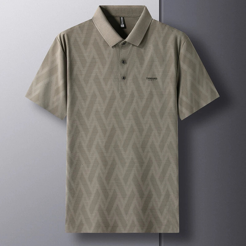 Casual Striped Mens Polo Top Summer Products Lapel Short Sleeve T-shirt Korean Mens Top Middle-aged Mens Clothing 240315