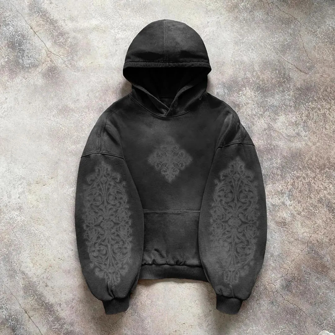 Vintage Black Washed Cotton Hoodies for Men Women Casual Comfy Oversized Pullovers Tops Hooded Sweatshirts with Kangaroo Pocket 240307