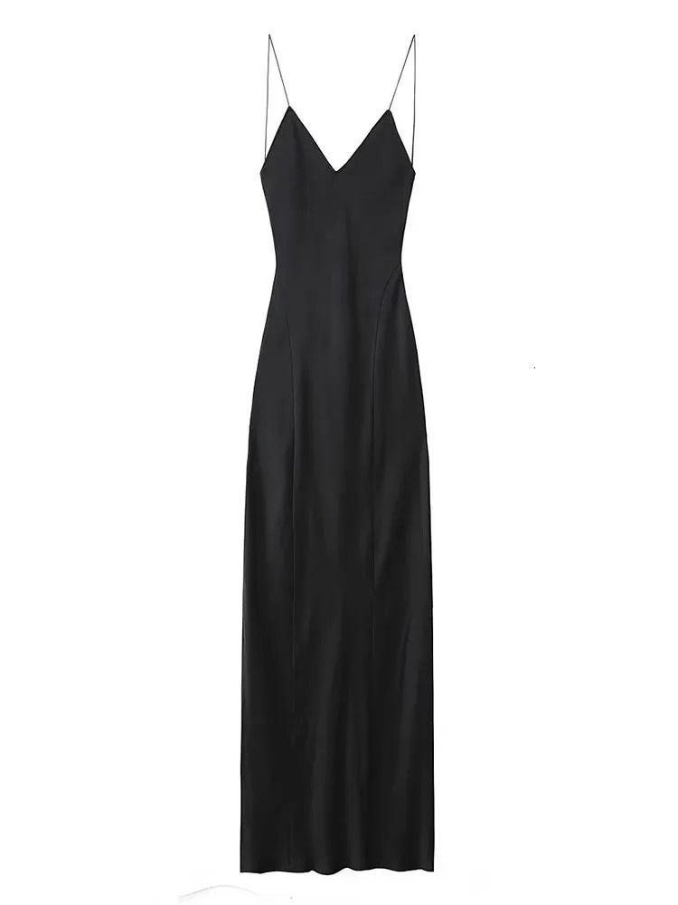 TRAF Women Backless Sexy Dress 2023 Autumn Fashion Elegant Female Deep VNeck Sleeveless Slim Solid Party Night 240314
