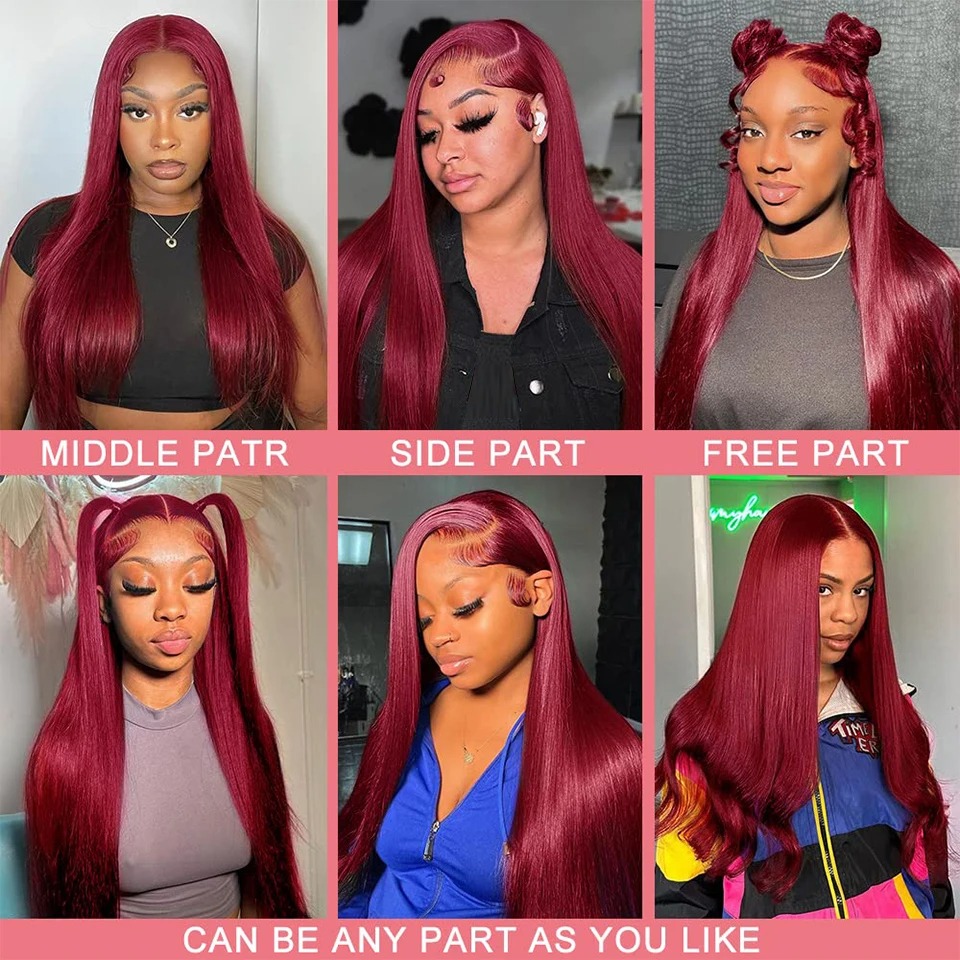 30 36 Inch Bury 13X6 Hd Frontal Wig On Sale Bone Straight Lace Front 99J Colored Human Hair Wigs For Women