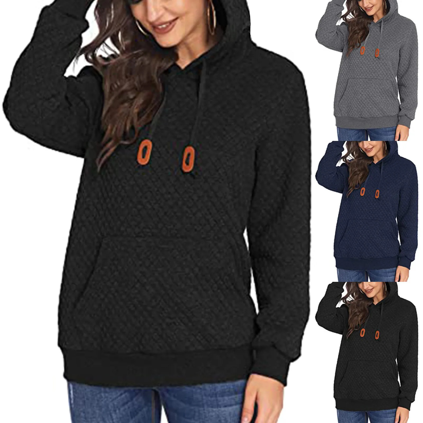 Sleeve Warm Fashion Pocket Sweatshirt Women Blouse Long Pullover Hoodies Hooded Womens Sweater 240318
