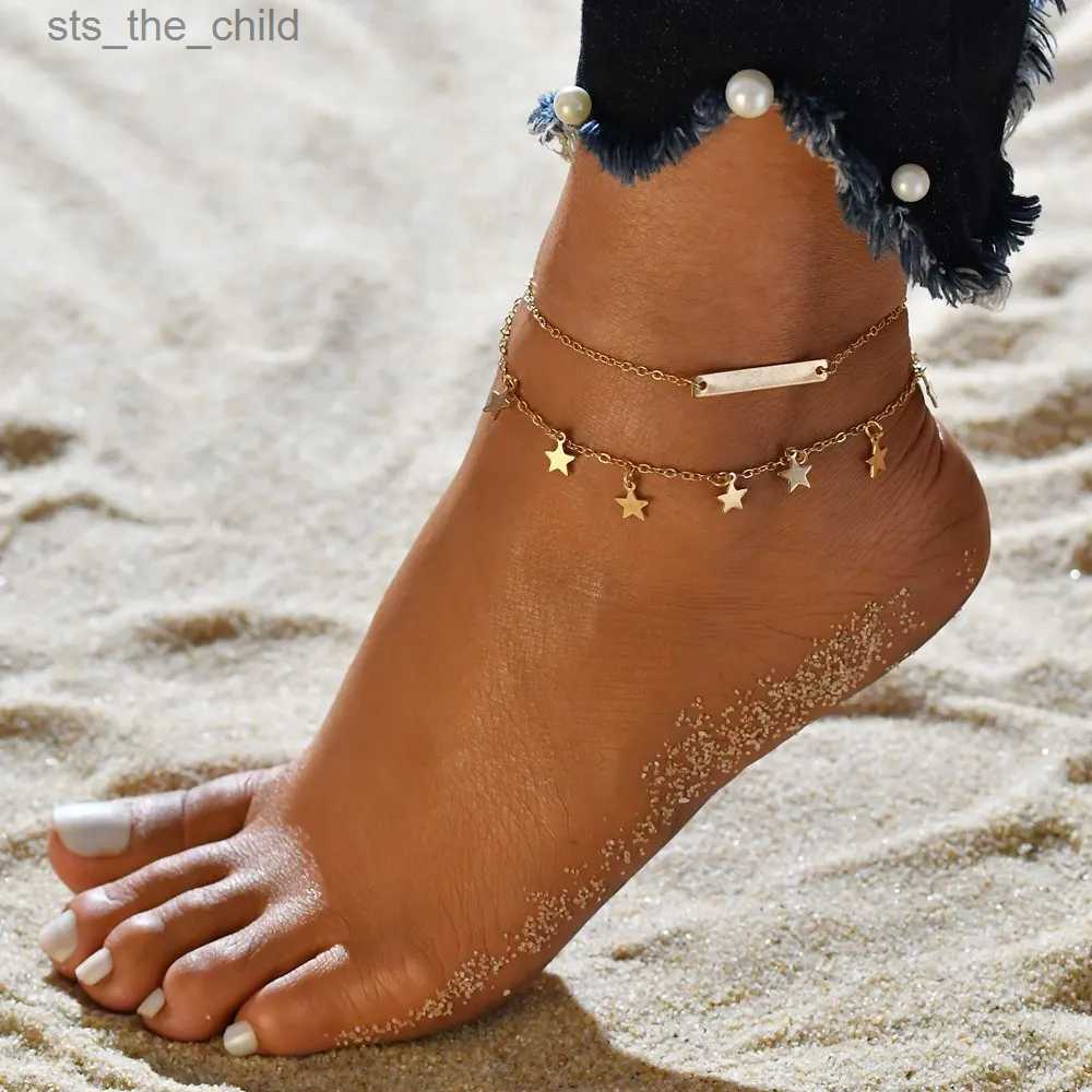 Anklets Womens Bohemian Shell Heart Summer Ankle Womens Tortoise Ankle Bracelet Womens Barefoot Leg Chain Jewelry GiftsC24326