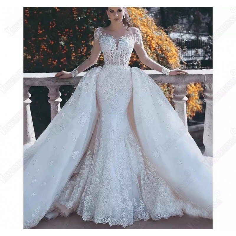 Gorgeous Lace Boho Mermaid Wedding Dresses Sexy New Garden Sexy Long Train Bridal Gowns Backless Robes Mariage Vestido De Novia Plus Size Bride Dress