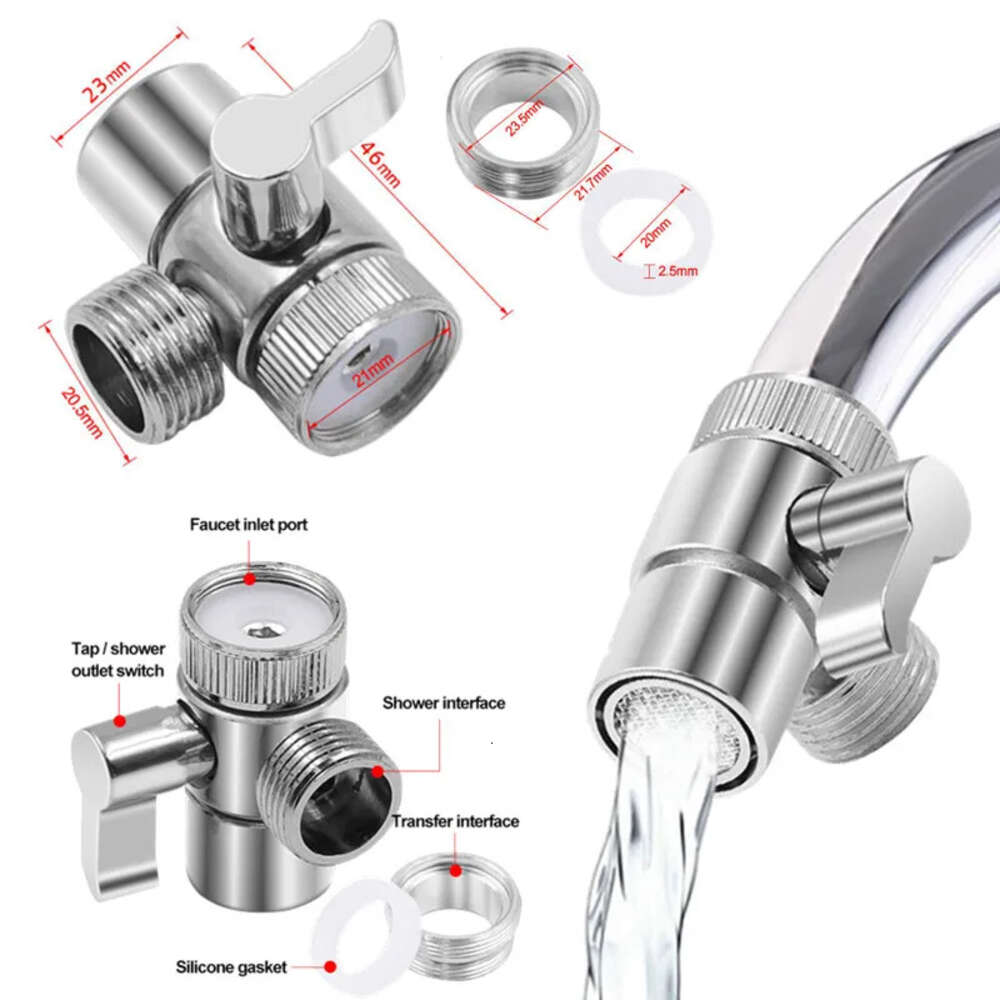 New Zinc Alloy Switch Faucet Adapter Kitchen Sink Splitter Diverter Vae Water Tap Connector Toilet Bidet Shower Kichen Accessories