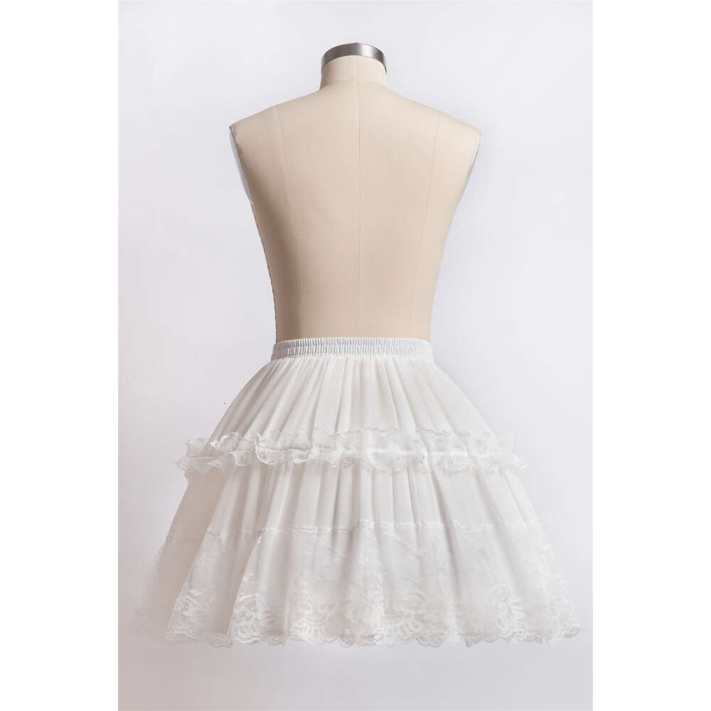 Misshow Lolita Lace Edge Skirt Solid White Black Puffy Hoops Petticoat For Party Dance Tutu Short Dress Underskirt 0914