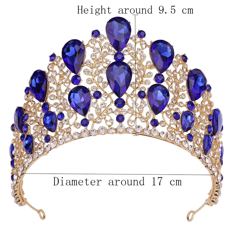 Baroque Water drop Bridal Tiaras and Crowns Big Size Headwear Pageant Party Prom Wedding Crown Hair Jewelry Accessories 240315