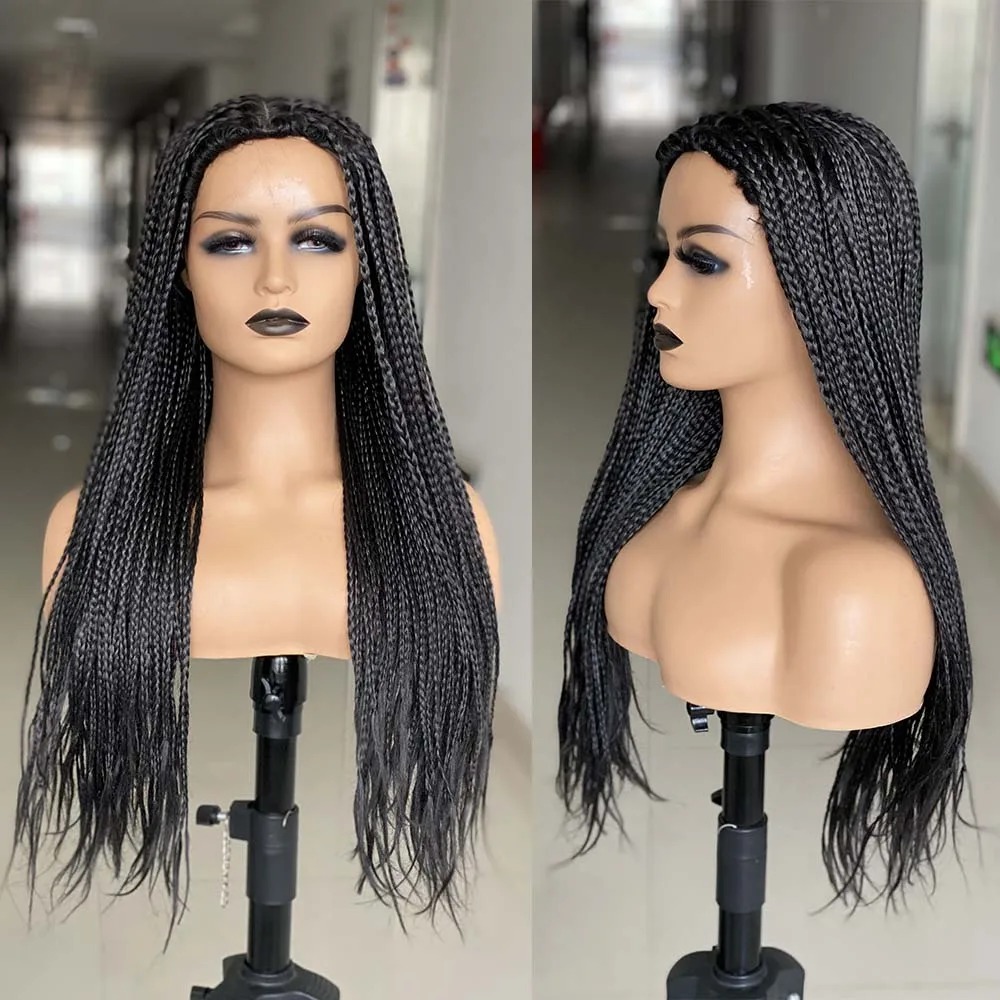 26 Inch For Black Women Ombre Barids Long Synthetic Box Braided Wigs Fake Scalp Braiding Hair Cosplay Wig