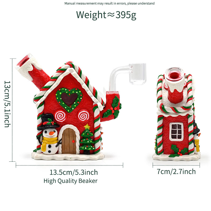 Glass Bong,Glass Water Pipe,Polymer Clay Christmas Theme Glass Smoking Item With Cartoon House,Glow In Dark,Christmas Tree/Snowman,Glass Hookah,Smokin