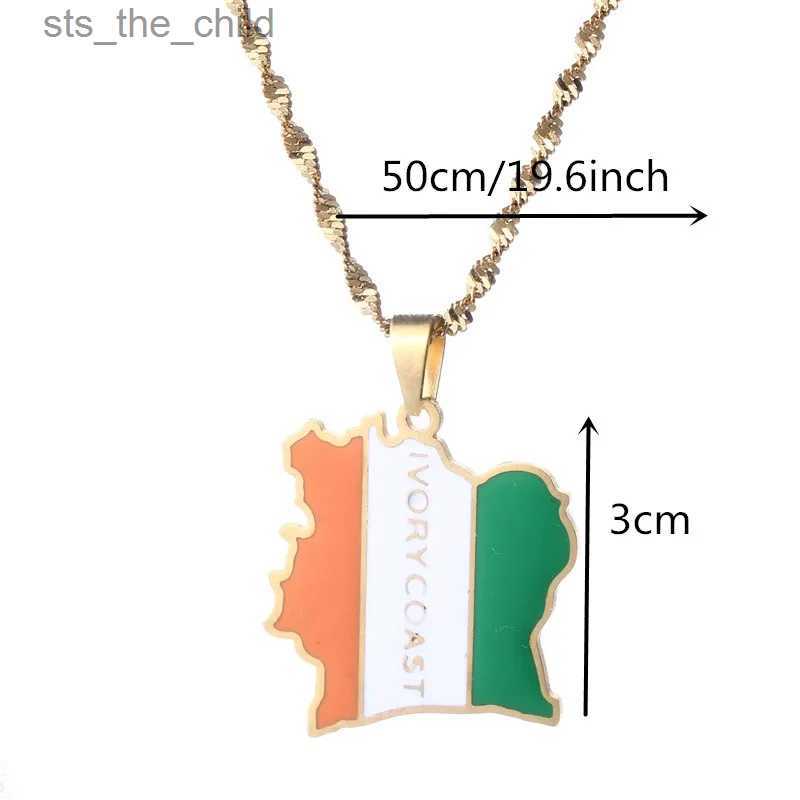 Pendant Necklaces Stainless Steel Ivory Coast Map Flag Pendant Necklace Ivory Coast JewelryC24326