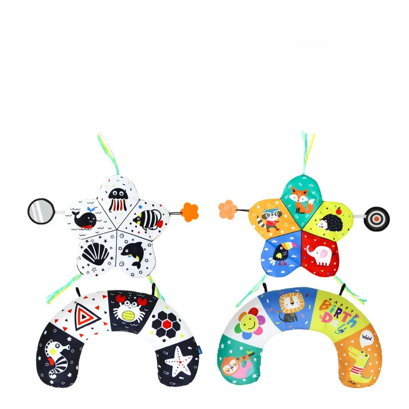Baby Pillow Tummy Time Toy Black And White Lying High Contrast DoubleSided Sensory born Headup Training 240313