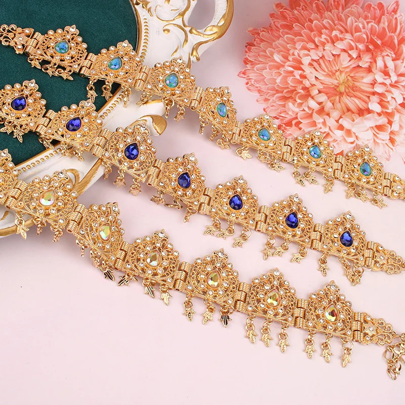 Algeria Tassel Forehead Chain Headband Bridal Hair Accessories Arabian Wedding Jewelry Wholesale Tiara Headbands 240311