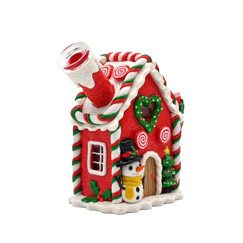 Glass Bong,Glass Water Pipe,Polymer Clay Christmas Theme Glass Smoking Item With Cartoon House,Glow In Dark,Christmas Tree/Snowman,Glass Hookah,Smokin