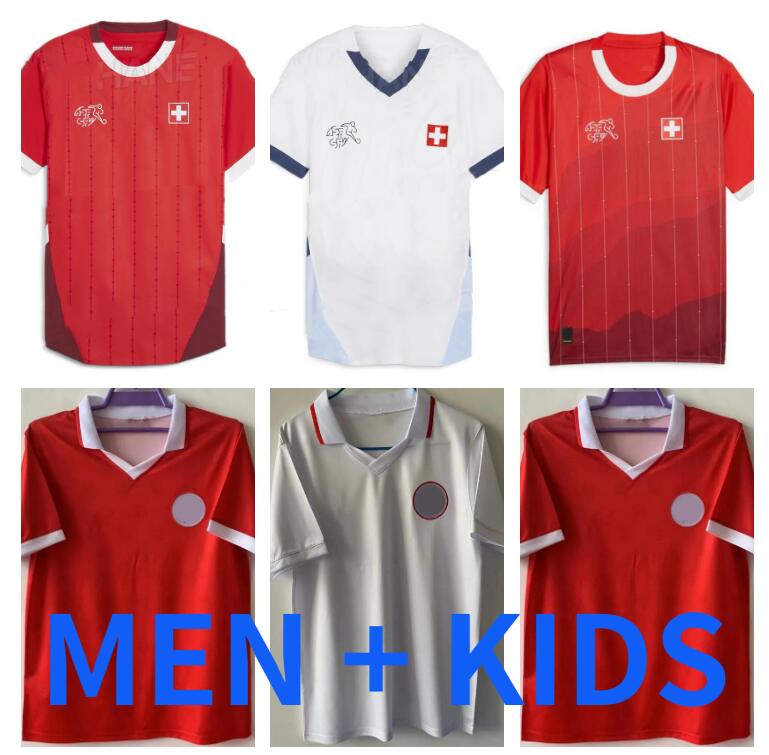 2024 Switzerland Soccer Jerseys kids kit Seferovic Xhaha Elvedi 24 25 Akanji Rodriguez Zakaria Embolo Behrami Shaqiri Football shirts SWISS national team boys