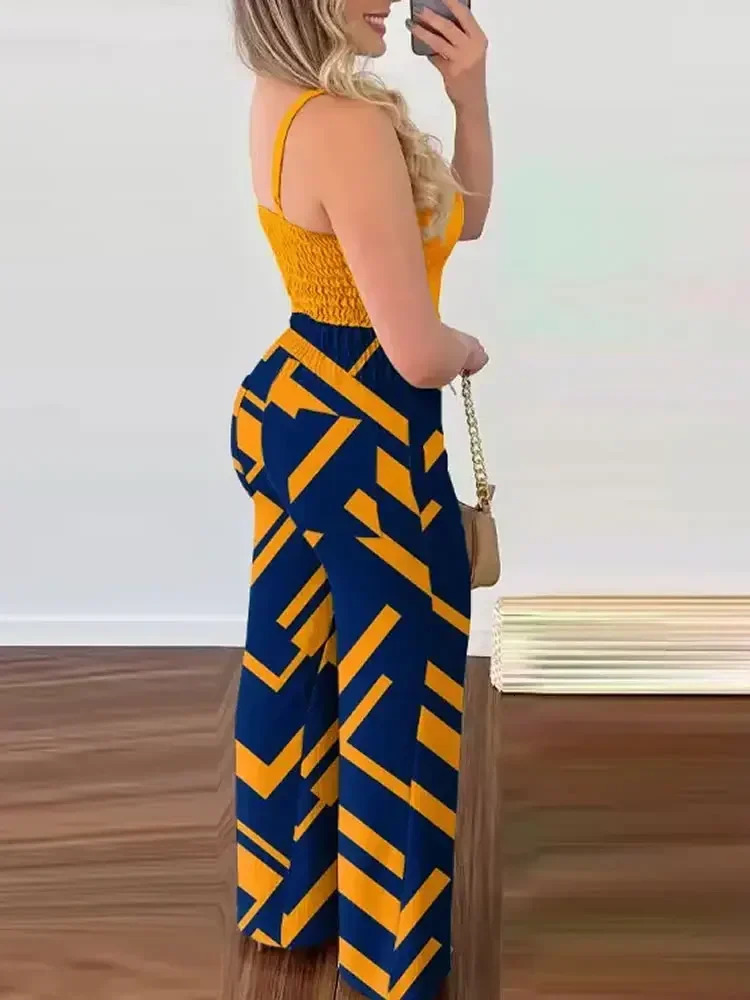 Chic Summer Women Elegant Wide Leg Jump Suit Bodysuits Overalls Full Body Jumpsuit Trousers Evening Jumpsuits Clothes 240306